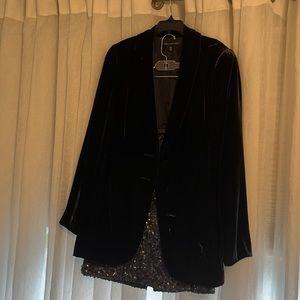 Evening navy velvet Jacket with sequin skirt jacket size 12 and skirt size 10.